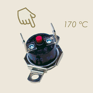termostato disco con collar y aletas verticales y rearme 170°