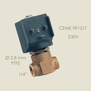 electroválvula Ceme ES 9912 2.8mm  Teflon 1/4"F F 220 V