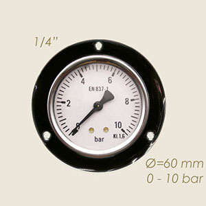 steam pressure gauge Ø 62 3 holes 0 to 10 bar