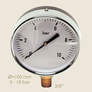 manomètre Ø 100 3/8" 0 à 10 bar