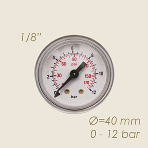 steam pressure gauge Ø 42 1/8" 0 to 12 bar