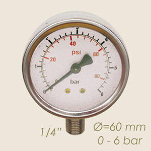 Dampfdruckmesser Ø 62 1/4" 0 bis 6 bar