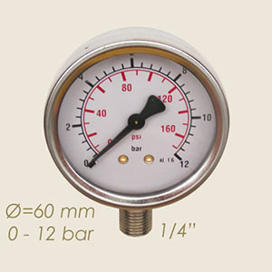 steam pressure gauge Ø 62 1/4" 0 to 12 bar