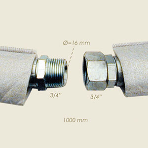 stainless steel covered teflon hose with connections 3/4"M 3/4"F l=1000