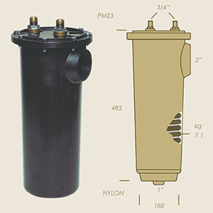 PM23nylon condenser with nickeled serpentine A=485 B=180