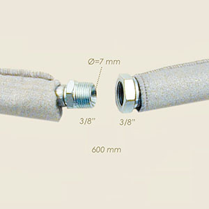 stainless steel covered teflon hose  with connections 3/8"M 3/8"F l=600