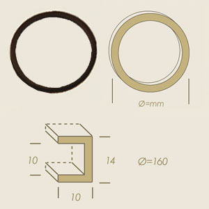 HERCLOR round gasket 160 with U section 10x10x14 for glass