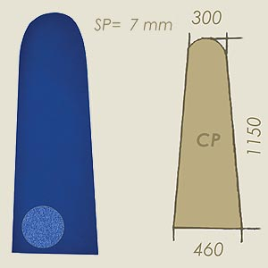 mousse bleu coupée sp=7 modèle CP A=300 B=1150 C=460