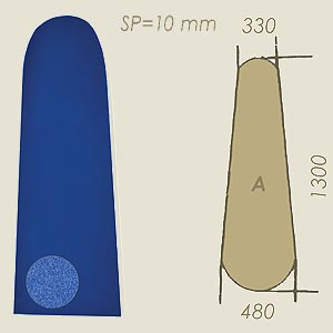geschnittener Schaumstoff blau sp=10 Modell A A=330 B=1300 C=480