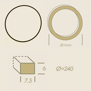 VITON round gasket 240 with rectangular section 7,5x6  