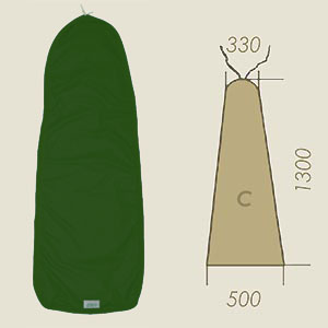 cover model C dark green NOMEX A=330 B=1300 C=500