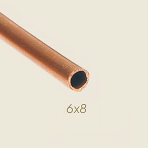 fired round copper pipe 6x8 (1 meter = 0,18 Kg)