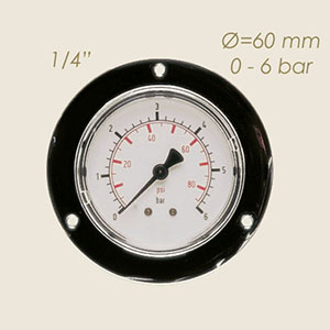 steam pressure gauge Ø 62 3 holes 0 to 6 bar