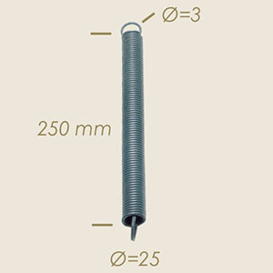 molla Camptel Ø 25 filo Ø 3 l=250 2 occhielli