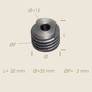 unthreaded spring cap hole Ø 12 for thread spring Ø 5