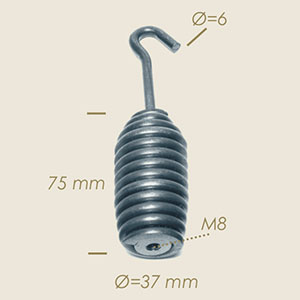 Lotus spring with 12 coils Ø 37 thread Ø 6 long rod