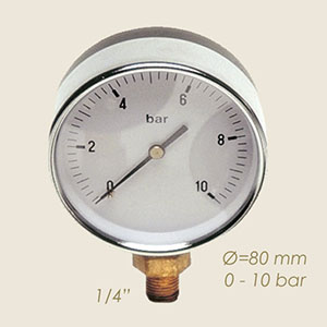 manometro vapore Ø 80 1/4" 0 a 10 bar