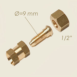 3 pieces fitting for stainless steel covered teflon hose Ø 13 nut 1/2"