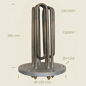 resistenza Camptel con flangia Ø 195 6 fori l=280 15000 W