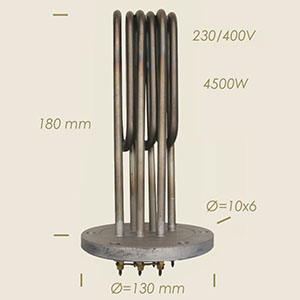 resistenza Ghidini con flangia Ø 130 6 fori l=180 4500 W