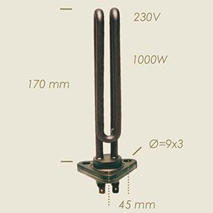 résistance avec flasque triangulaire &#916;=65 l=170 1000 W