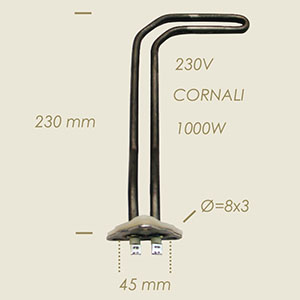 résistance Spidivap Cornali avec flasque triangulaire &#916;=65 l=230 1000 W