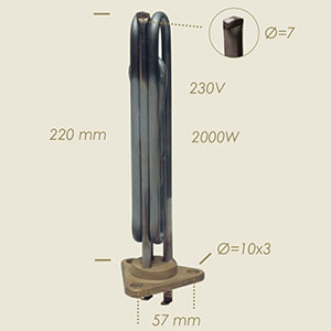 2000 W Bielle Heizwiderstand mit dreiseitigem Flansch &#916;=78 l=220