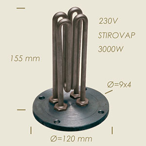 3000 W Stirovap Heizwiderstand mit Flansch Ø 120 l=155