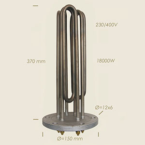 18000 W Ghidini Heizwiderstand mit Flansch Ø 150 6 L&ouml;cher l=370