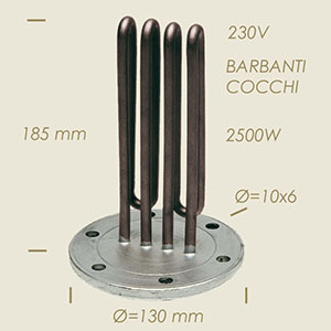 2500 W Cocchi Barbanti heater with flange Ø 130 6 holes l=185