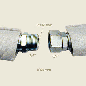 tuyau teflon inox raccordé 3/4"M 3/4"F l=1000 avec gaine isolante