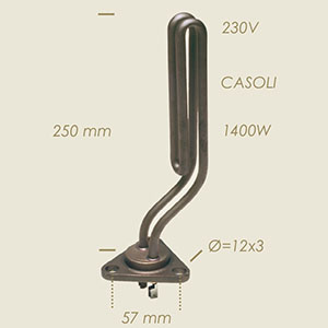 1400 W kurvige Heizwiderstand mit dreiseitigem Flansch &#916;=78 l=230