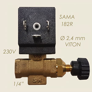 electroválvula Sama 182R 1/4"F F Ø 2,4 viton con regulaciòn 230 V