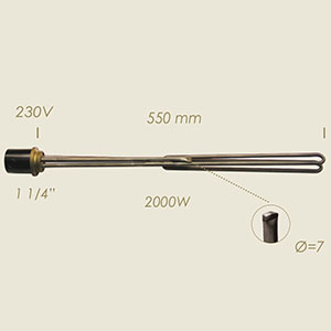 resistencia l=550 2000 W 1 1/4" con sonda