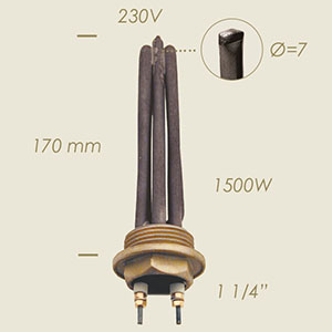 resistencia con arandela 1 1/4" l=160 1500 W con sonda