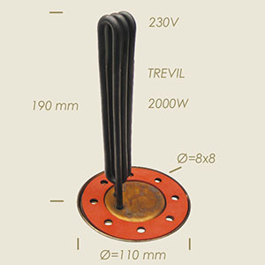 2000 W Faber Trevil heater with flange Ø 110 8 holes l=190