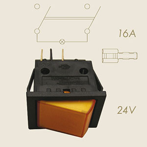 interruptor luminóso 4 faston anaranjado 24 V