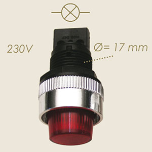 red control lamp with bulb