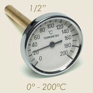 termometro gambo rigido 0° a 210° attacco 1/2"