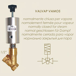 válvula vapor inclinada 45° normalmente cerrada retorno a ressorte VAMOS 1/2"