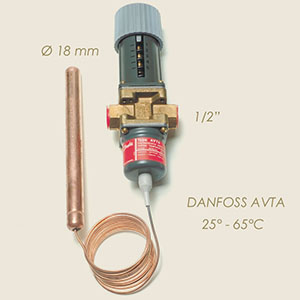 valvola termostatica Danfoss AVTA 1/2" 25° a 65° bulbo Ø 18