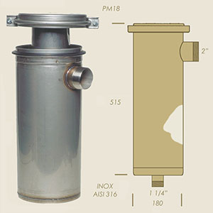 PM18 Kondensator aus Edelstahl AISI 316L ohne Schlange