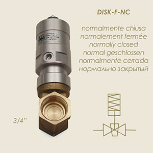 valvola saracinesca normalmente chiusa ritorno a molla DISK F NC 3/4"