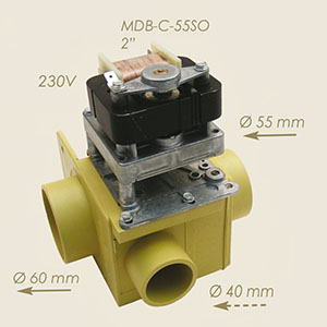 válvula desague agua 55mm normalmente cerrada 230 V MDB-C-55SO