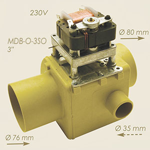 válvula desague agua 3" normalmente abierta 230 V MDB-O-3SO