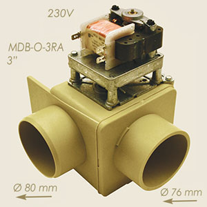 válvula desague agua 3" normalmente abierta 230 V escuadra MDB-O-3RA