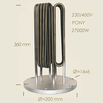 resistenza Pony con flangia Ø 200 6 fori l=360 27000 W