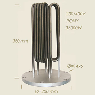 resistenza Pony con flangia Ø 200 6 fori l=360 33000 W