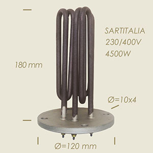 4500 W Sartitalia Heizwiderstand mit Flansch Ø 120 4 Löcher l=180