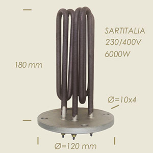 résistance Sartitalia avec flasque Ø 120 4 trous l=180 6000 W